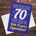 70th Birthday Card Fun and Witty Card for Friend Family Mum Dad