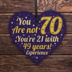 Fun and Sentimental 70th Birthday Wooden Heart Humour Family