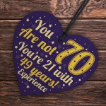 Fun and Sentimental 70th Birthday Wooden Heart Humour Family