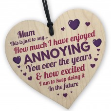 Joke Gift For Mum Birthday Christmas Funny Wood Heart Mum Gift