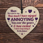 Joke Gift For Mum Birthday Christmas Funny Wood Heart Mum Gift