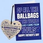Fathers Day Card And Funny Wooden Heart Gift For Dad From Son