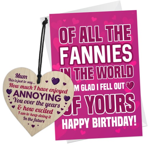 Birthday Card And Funny Wooden Heart Gift For Mum Funny