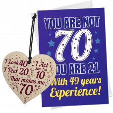 70th Birthday Card And Wooden Heart Bundle Gift For Grandparent