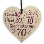 70th Birthday Card And Wooden Heart Bundle Gift For Grandparent
