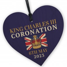 King Charles III Coronation Celebration Hanging Wooden Heart