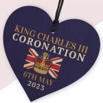 King Charles III Coronation Celebration Hanging Wooden Heart