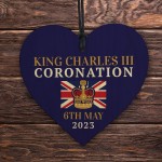 King Charles III Coronation Celebration Hanging Wooden Heart