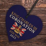 King Charles III Coronation Celebration Hanging Wooden Heart