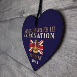 King Charles III Coronation Celebration Hanging Wooden Heart