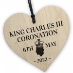 King Charles III Coronation Hanging Wooden Heart Comemmoration