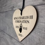 King Charles III Coronation Hanging Wooden Heart Comemmoration