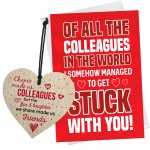 Funny Birthday Cards for Work Colleague Gifts Wood Heart Joke