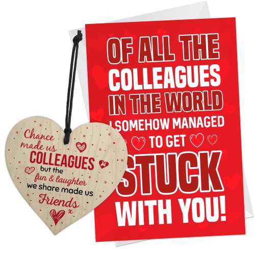 Funny Birthday Cards for Work Colleague Gifts Wood Heart Joke