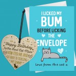 Funny Cat Mum Birthday Card and Wooden Heart Birthday Cat Gifts