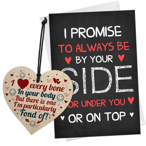 Funny Anniversary Cards For Him Card and Wooden Heart Set
