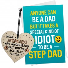 Step Dad Gifts Wood Heart Birthday Card For Step Dad Fathers Day