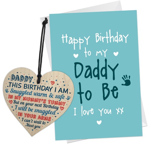 Birthday Gift For Daddy To Be Wood Heart And Card Set Daddy Gift