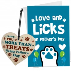 Fathers Day Gift From The Dog Funny Card And Wooden Heart