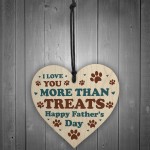 Fathers Day Gift From The Dog Funny Card And Wooden Heart