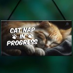 Novelty Cat Signs For Home CAT NAP IN PROGRESS Funny Cat Signs