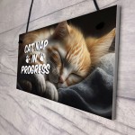 Novelty Cat Signs For Home CAT NAP IN PROGRESS Funny Cat Signs