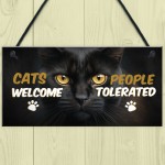 Cat Signs For Home Hanging Wall Door Plaque Funny Cat Sign