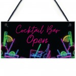 Cocktail Bar Open Sign Hanging Home Bar Plaque Garden Bar 