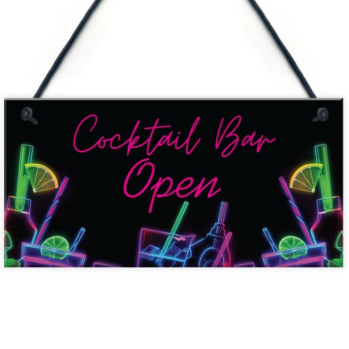 Cocktail Bar Open Sign Hanging Home Bar Plaque Garden Bar 