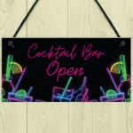 Cocktail Bar Open Sign Hanging Home Bar Plaque Garden Bar 