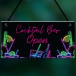 Cocktail Bar Open Sign Hanging Home Bar Plaque Garden Bar 