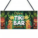 Aloha Tiki Bar Open Hanging Garden Sign Bar Pub Plaque Beer