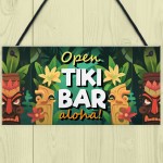 Aloha Tiki Bar Open Hanging Garden Sign Bar Pub Plaque Beer