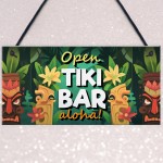 Aloha Tiki Bar Open Hanging Garden Sign Bar Pub Plaque Beer