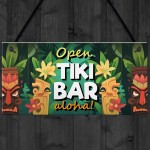 Aloha Tiki Bar Open Hanging Garden Sign Bar Pub Plaque Beer