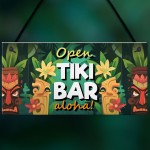 Aloha Tiki Bar Open Hanging Garden Sign Bar Pub Plaque Beer