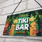 Aloha Tiki Bar Open Hanging Garden Sign Bar Pub Plaque Beer