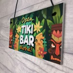 Aloha Tiki Bar Open Hanging Garden Sign Bar Pub Plaque Beer