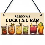 Personalised Cocktail Bar Hanging Sign For Home Bar Cocktail