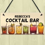 Personalised Cocktail Bar Hanging Sign For Home Bar Cocktail