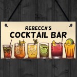 Personalised Cocktail Bar Hanging Sign For Home Bar Cocktail