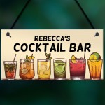 Personalised Cocktail Bar Hanging Sign For Home Bar Cocktail