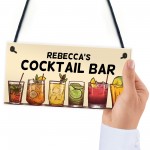 Personalised Cocktail Bar Hanging Sign For Home Bar Cocktail