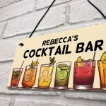 Personalised Cocktail Bar Hanging Sign For Home Bar Cocktail