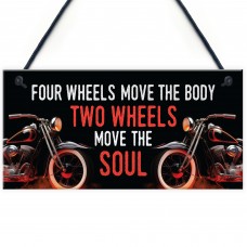Vintage Motorcycle Sign Two Wheels Move The Soul Quirky Garage