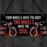 Vintage Motorcycle Sign Two Wheels Move The Soul Quirky Garage