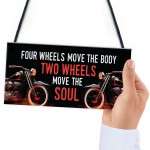 Vintage Motorcycle Sign Two Wheels Move The Soul Quirky Garage