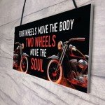 Vintage Motorcycle Sign Two Wheels Move The Soul Quirky Garage