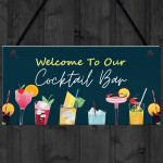 Welcome Cocktail Bar Sign Home Decor Garden Bar Accessories