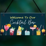 Welcome Cocktail Bar Sign Home Decor Garden Bar Accessories